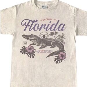 Orca Florida Alligator Graphic T-Shirt Unisex Cotton Cream Short Sleeve Tee